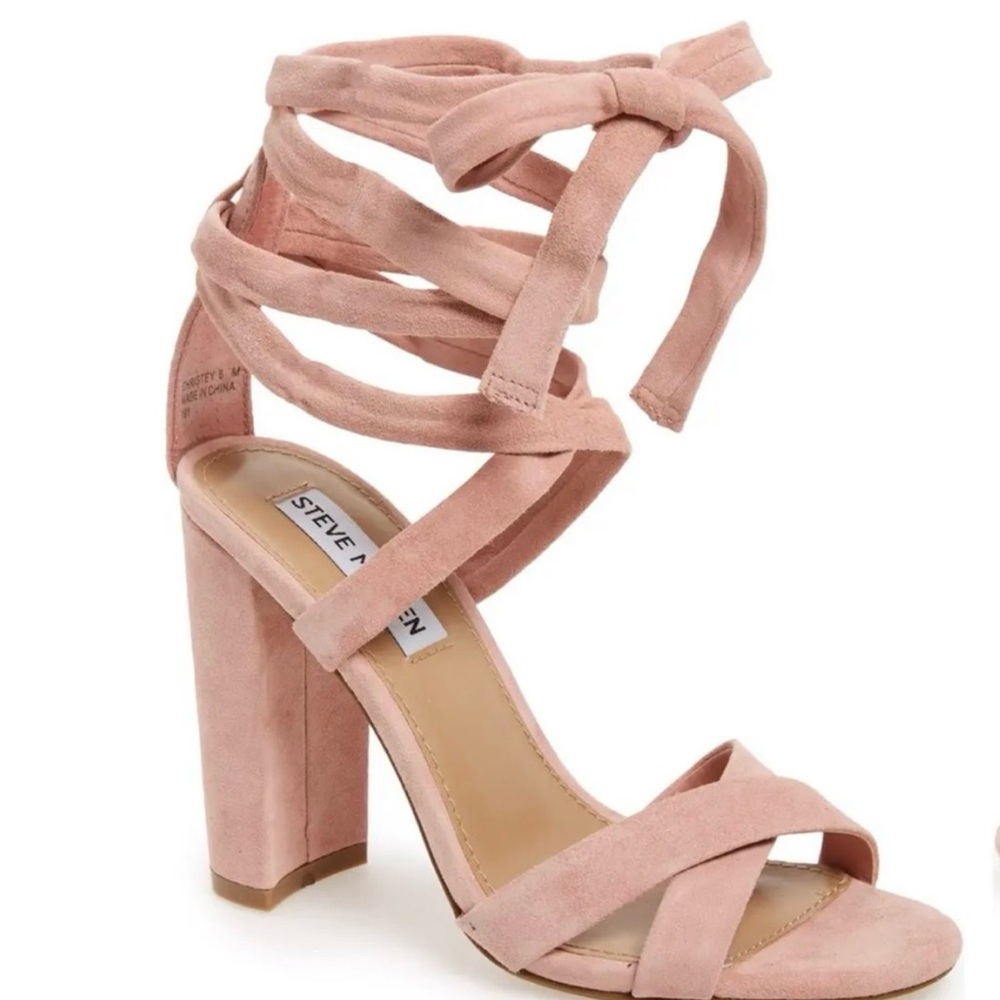 Steve Madden Pink Suede Tie Up Lace Up Heels Size 8